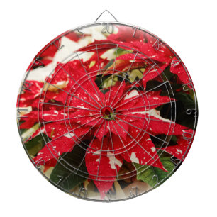 Festive Red White Floral Poinsettias Dartbord
