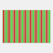 Festive Red, White, Green Kerstmis Threadlines Inpakpapier Vel (Voorkant 3)