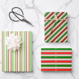 Festive Red, White, Green Kerststijl Patronen Inpakpapier Vel