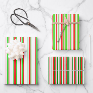 Festive Red, White, Green Kerststijl Patronen Inpakpapier Vel