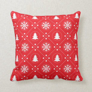 Festive Red White-kerstpatroon Kussen