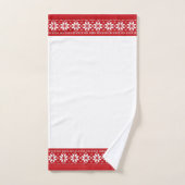 Festive Red White Scandinavian Pattern Kerstmis Bad Handdoek (Handdoek)