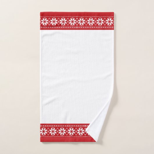 Festive Red White Scandinavian Pattern Kerstmis Bad Handdoek (Handdoek)