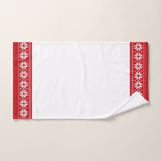 Festive Red White Scandinavian Pattern Kerstmis Bad Handdoek (Handdoek)