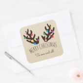 Festive Reindeer Antlers, kerstvierkant Sticker (Envelop)