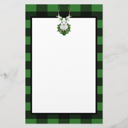 Festive Reindeer Buffalo Pset Personalized Briefpapier (Achterkant)