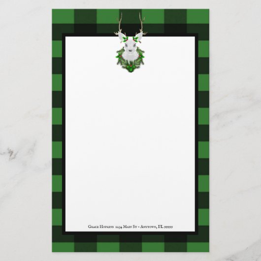 Festive Reindeer Buffalo Pset Personalized Briefpapier (Voorkant)