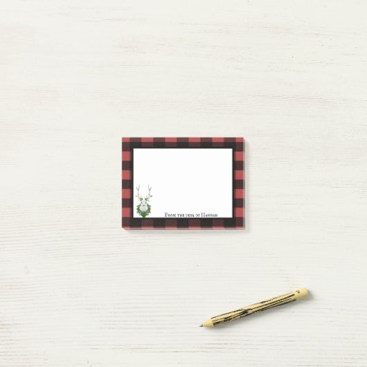 Festive Reindeer Buffalo Pset Personalized Post-it® Notes (Op bureau)