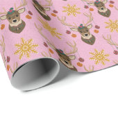Festive Reindeer Cadeaupapier (Rol Hoek)