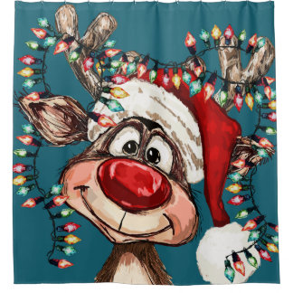Festive Reindeer Christmas Shower Curtain Douchegordijn