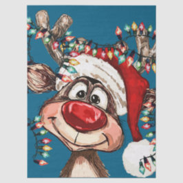 Festive Reindeer Christmas Shower Curtain Tissuepapier