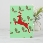 Festive Reindeer & Holly Holiday Dinner Invitation (Debout devant)