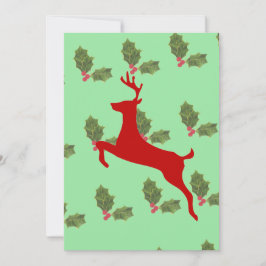 Festive Reindeer & Holly Holiday Dinner Invitation Kaart