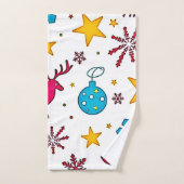 Festive Reindeer Magic Pattern Design Bad Handdoek (Handdoek)