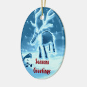 Festive Reindeer Robin Seasonal Keramisch Ornament (Links)