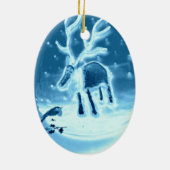 Festive Reindeer Robin Seasonal Keramisch Ornament (Achterkant)