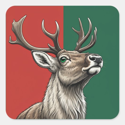 Festive Reindeer Vierkante Sticker (Voorkant)