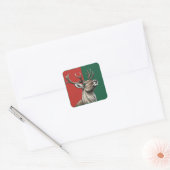 Festive Reindeer Vierkante Sticker (Envelop)