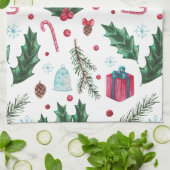 Festive Retro Kerstmis Mistletoe Pattern Theedoek (Gevouwen)