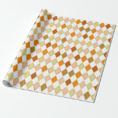Festive Retro Orange Beige Diamond Pattern Cadeaupapier (Uitgerold)