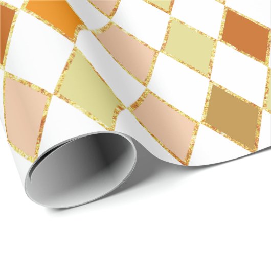 Festive Retro Orange Beige Diamond Pattern Cadeaupapier (Rol Hoek)