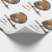 Festive Robin bird Cadeaupapier (Hoek)