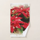Festive Rouge Blanc Floral Poinsettia Fleurs (Serviette à main)