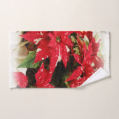Festive Rouge Blanc Floral Poinsettia Fleurs (Serviette à main)