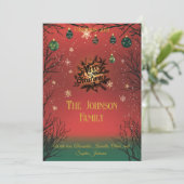 Festive Rouge et Vert Ornements, carte de noël (Debout devant)