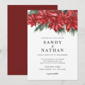 Festive Rouge Floral Faire-part de mariage de Noël (Devant / Derrière)