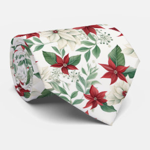 Festive Rouge & Vert Poinsettia Cravate florale de