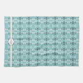 Festive Royal Botanical Monogram Robin's Egg Blue Theedoek (Horizontaal)