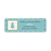 Festive Royal Botanical Robin's Egg Blue Tree Etiket (Voorkant)