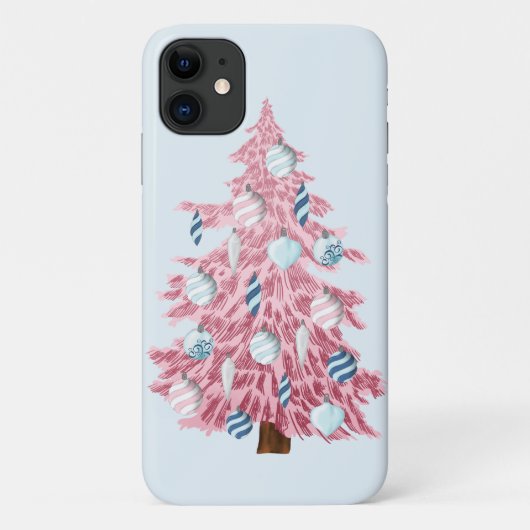 Festive Roze kerstboom Case-Mate iPhone Case (Achterkant)