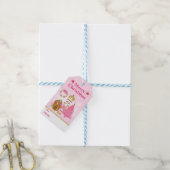 Festive Roze kerstrecker Cadeaulabel (Met Touw)