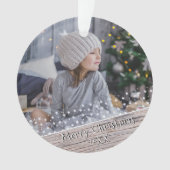 Festive Rustic Wood Stars Kerstmis Keepomwille Fot Ornament (voorkant)