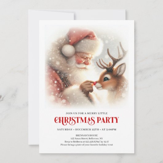 Festive Santa and Rudolph Christmas Eve Night  Kaart (Voorkant)