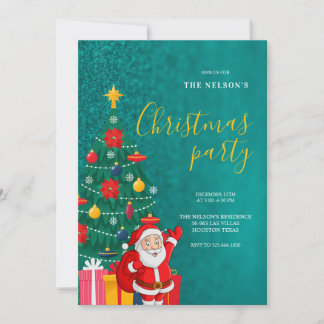 Festive Santa Christmas Party Invitation | Holiday