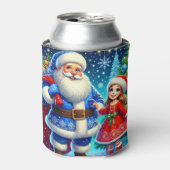 Festive Santa Claus and Snow Maiden Blikjeskoeler (Blikje Voorkant)