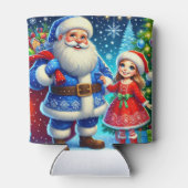 Festive Santa Claus and Snow Maiden Blikjeskoeler (Achterkant)