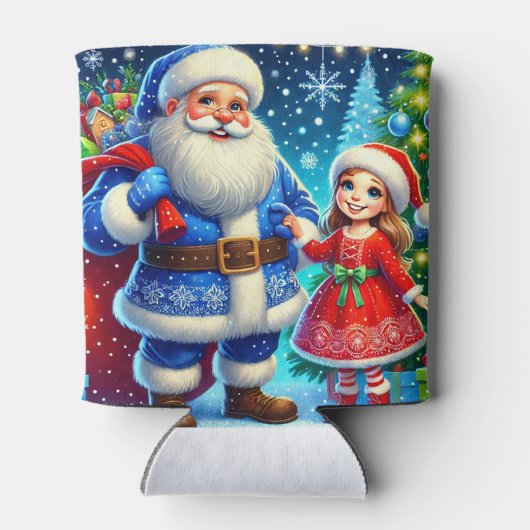 Festive Santa Claus and Snow Maiden Blikjeskoeler (Achterkant)