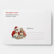 Festive Santa Claus Classic Red White Holiday 