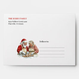 Festive Santa Claus Classic Red White Holiday  Envelop