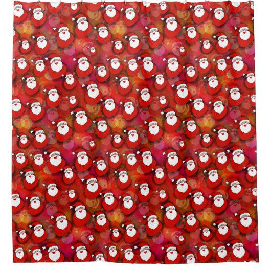 Festive Santa Claus Pattern Douchegordijn (Voorkant)