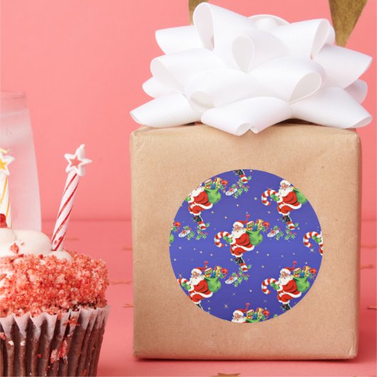 Festive Santa Claus Ronde Sticker (Feest)