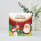 Festive Santa Elf & Snowman-kerstkaart (Staand voorkant)