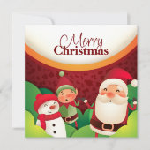 Festive Santa Elf & Snowman-kerstkaart (Voorkant)