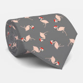 Festive Santa Flamingos Dark Grey Pattern Stropdas (Opgerold)