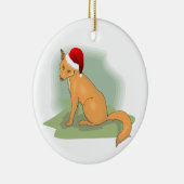 Festive Santa Hatted Fox Keramisch Ornament (Rechts)