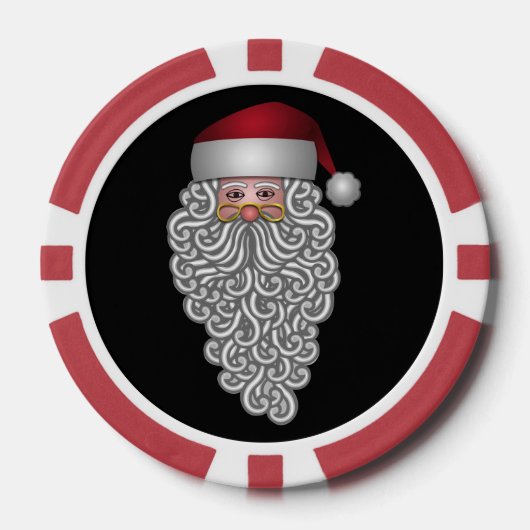Festive Santa met krullbaars Poker Chips (Voorkant)